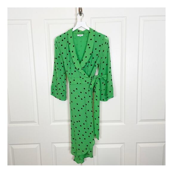Ganni Dainty Georgette Polka Dot Wrap Dress - Picture 3 of 14